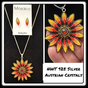 NWT Mosaico Austrian Crystals, 925 Silver, beading, pendant set 💕💕 new line